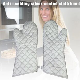1pair Oven Mitts Kitchen Oven Microwave Gloves High Heat Res