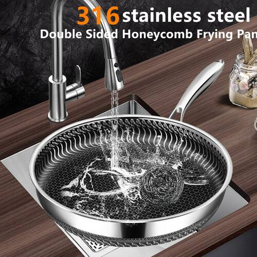 316 Stainless Steel Honeycomb Frying Pan Steak Cooking Flat