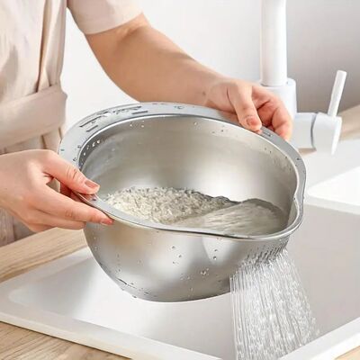 Rice Washer Strainer Bowl Stainless Steel  Rice Washing Bowl