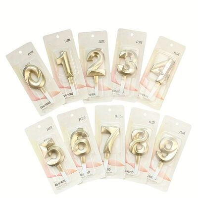 3D Gold Diamond Number Candles Large Birthday Cake Topper We