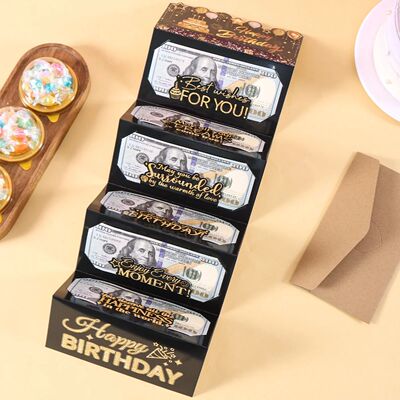 1set Black Gold Happy Birthday Money Envelope for Cash Creat