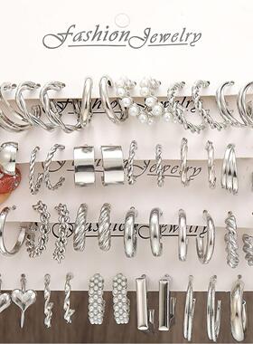 metal Earring Set Women金属耳圈方形耳环耳环套装组合 Earrings