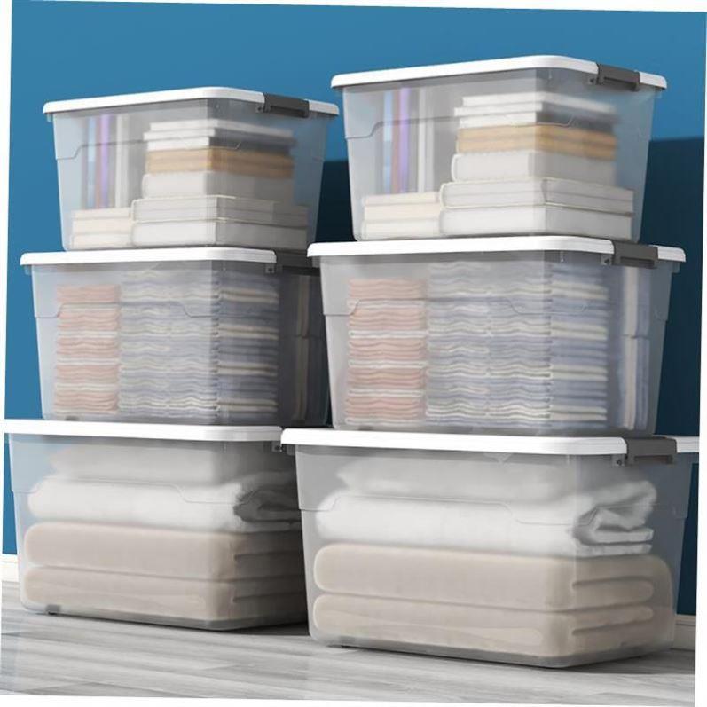 Large transparent plastic clothes quilt toy storage box big