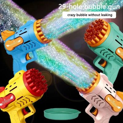 Light-Up Bubble Gun - 29-Hole Gatling Blaster for Boys & Gir