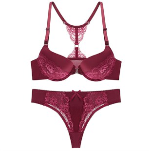 Sexy bra suit lace front button underwear with panties文胸女