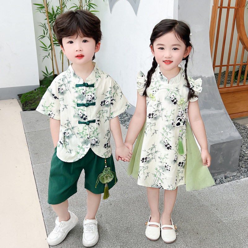 汉服六一儿童表演服夏季国风男童古装女童旗袍幼儿园大合唱兄妹装