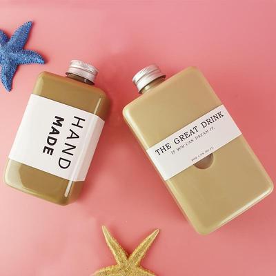 扁方创意瓶 鲜榨果汁瓶一次性饮料瓶 PET塑料奶茶杯脏脏杯果汁瓶