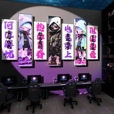 网红电竞屋脑房间布置装饰用品墙面贴纸画床头卧室男生二次元游戏