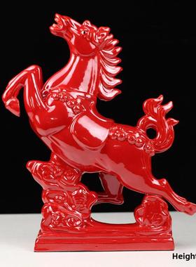 唐三彩马陶瓷红马饰品客厅隔断入口书房办公室装饰饰品工艺品礼品