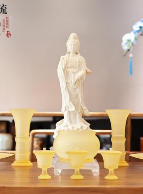 琉璃如意佛具摆件套装净水杯供盘花瓶香炉供灯供佛家居风水镇宅