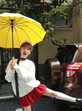 黄色雨伞韩系学生上学专用加大加厚加固超强抗风女生高颜值长柄伞