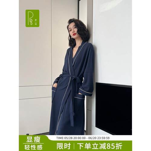 浴袍式情侣睡衣女春秋季长袖浴室吸水速干长款网红四季通用睡袍男