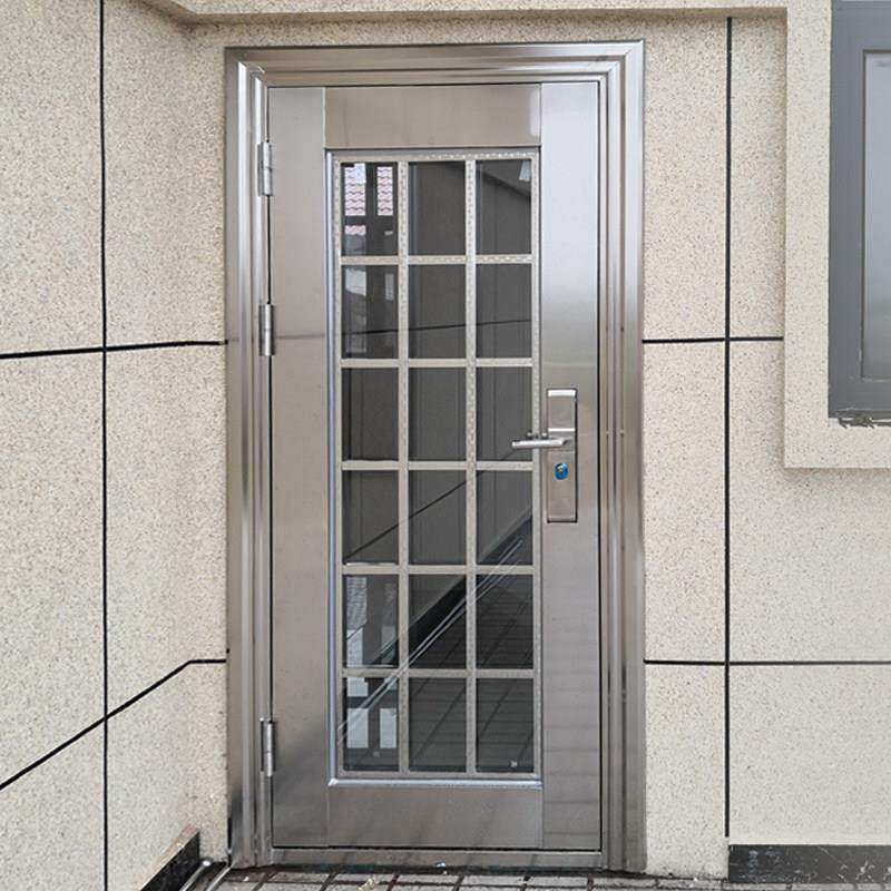 304不锈钢门单门别墅大门双开门农村进户玻璃阳台入户防盗门家用