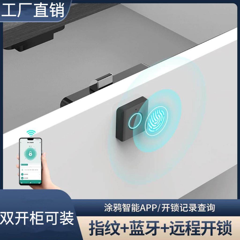 智能家具指纹锁鞋柜双开门抽屉电子锁橱单开门柜子安全锁文件柜锁