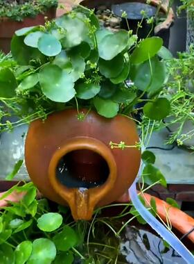 古风彷陶罐小号开 口古法养鱼流水罐庭院水培水缸鱼池水循环过滤