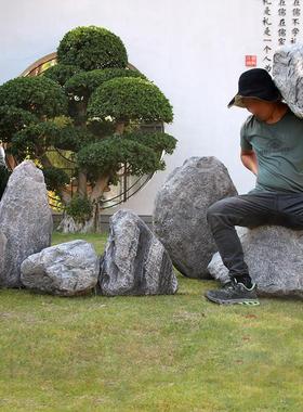 彷真空心石头摆件井盖遮挡刻字假山石户外庭院公园草坪绿化装饰品