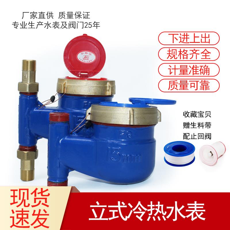 宁波下进上出租房螺纹立式水表家用自来水表4分1寸耐高温热水6分