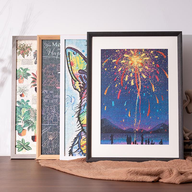 实木拼图相框1000片70*50*75卡纸留白装裱2000片500防潮相框定制