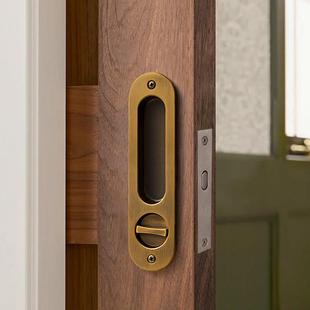 黑色移门锁隐形推拉门锁钩锁卫生间移门锁浴室木门厨房内嵌移门锁