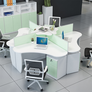 办公室职员办公桌椅组合4人6人位工位屏风员工简约现代办卡座桌子