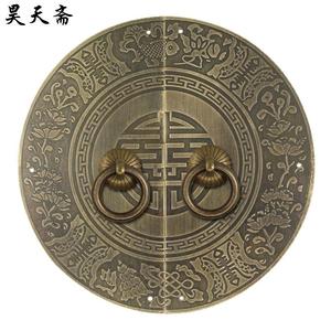 新中式仿古纯铜柜门拉手 明清家具橱柜圆形复古把手古铜