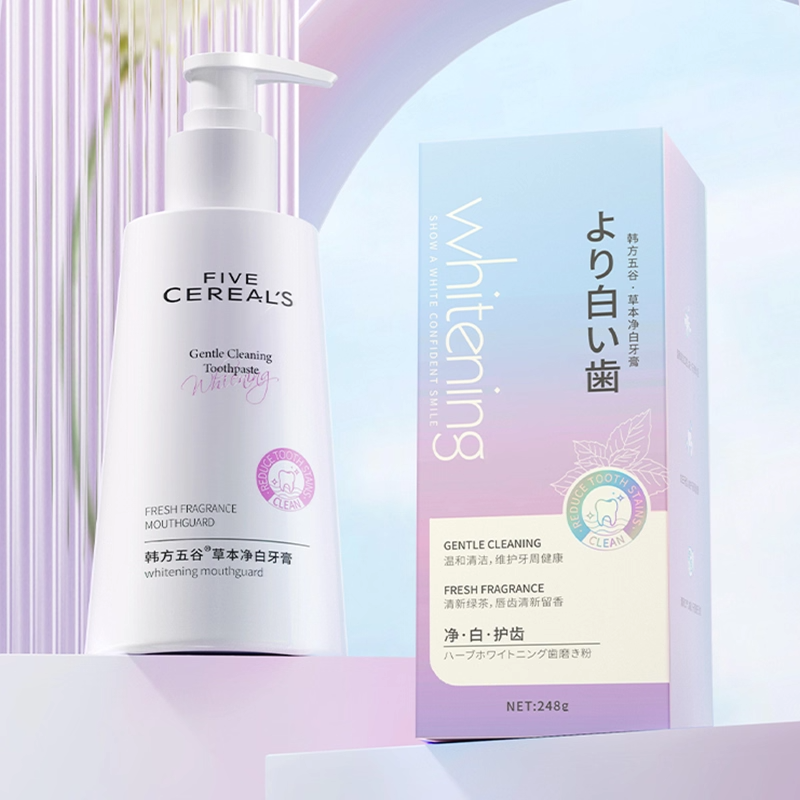 韩方五谷小苏打牙膏美白去黄去口臭除异味草本净白牙膏248g
