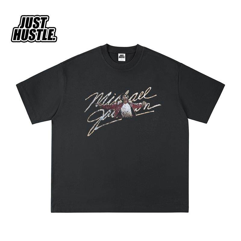 人像复古印花 迈克尔杰克逊MJ 纯棉宽松重磅T恤半袖短袖 做旧美式