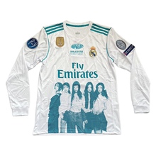 NEW JEANS 组合 人像印花 Remake 球衣 足球服 皇马 长袖 白蓝色