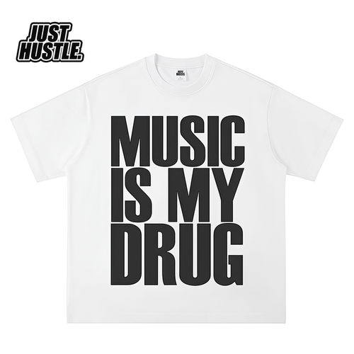 MUSIC IS MY DRUG 音乐UDG圆领 短袖 亚文化 Y2K 千禧风 slogan