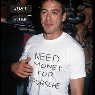 NEED MONEY 标语短袖T恤 欧美 SLOGAN 重磅 美式 小领口 纯棉复古