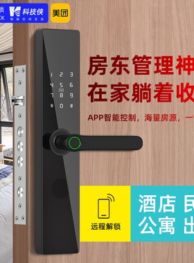 通通智能门锁公寓远程密码锁出租房酒店民宿防盗门室内木门指纹锁