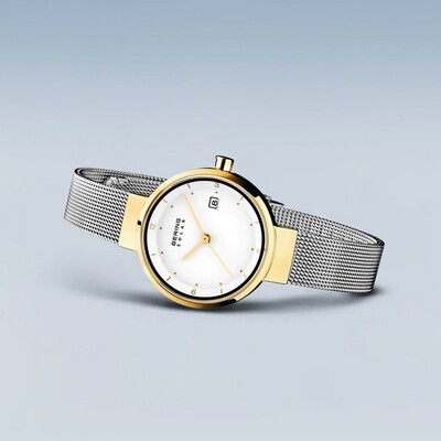 白令简约太阳能编织钢带腕表