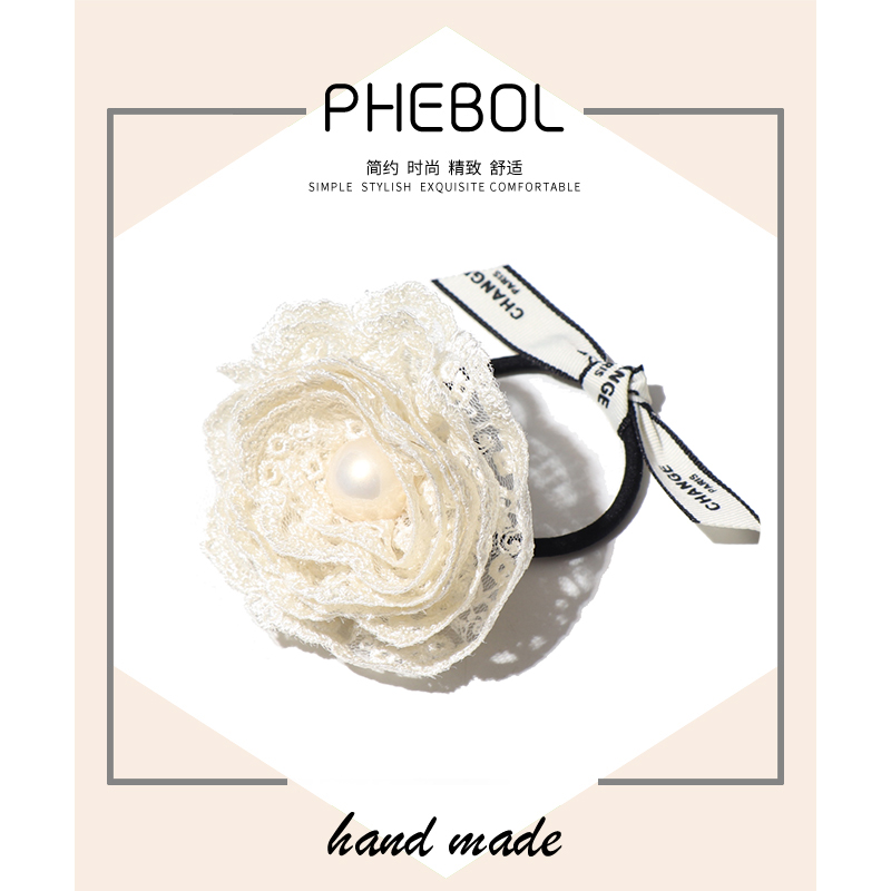 蕾丝珍珠布艺花朵发圈头绳扎头发橡皮筋BB夹发夹后脑勺发饰侧边夹