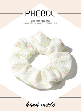 菲啵尔bm同款白色碎花猪大肠发圈法式复古ins网红扎头发头绳发绳