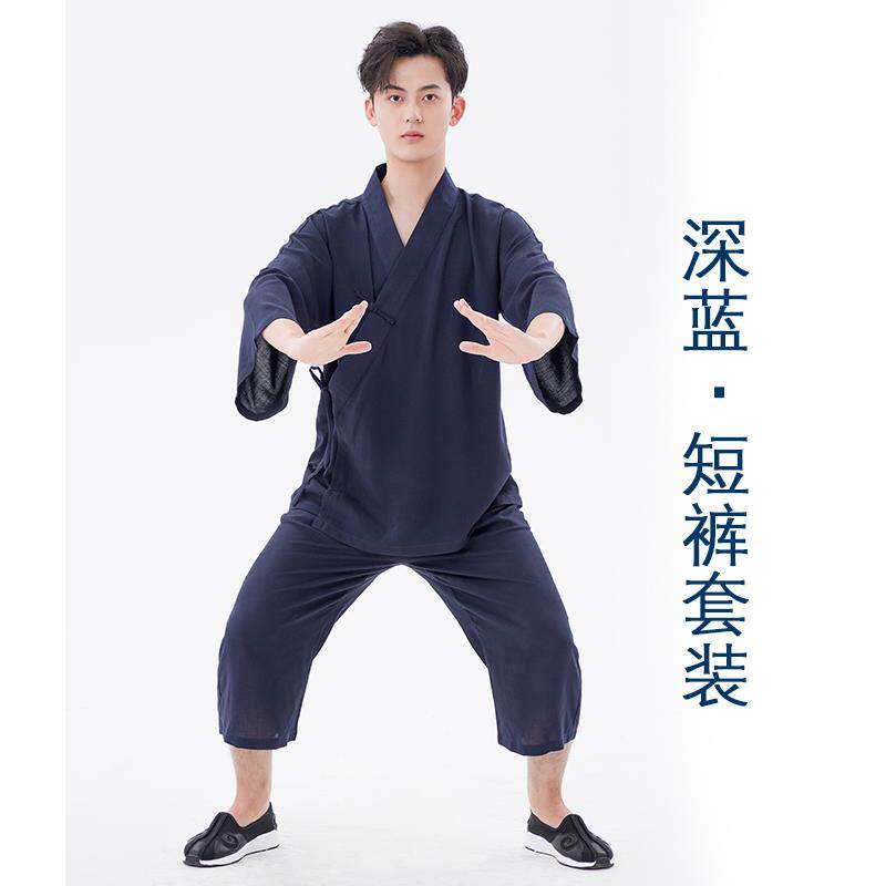 新款服饰2024夏款一人之下王也汉服道袍茶禅服七分裤中国风套装