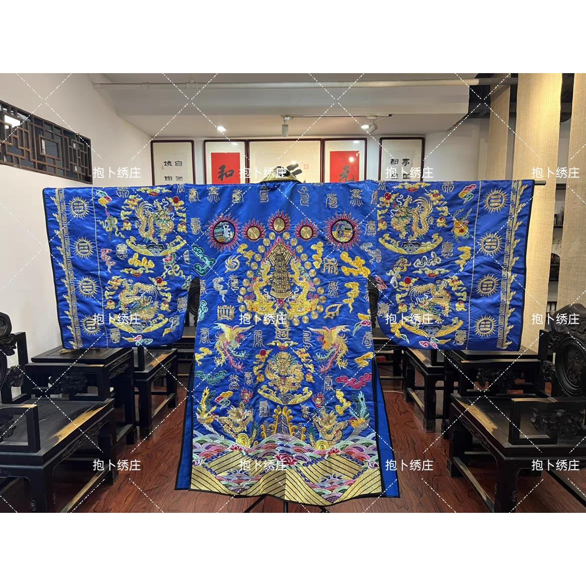 新款道士服九龙小袖法衣宝蓝色道家高功法衣降衣道袍多色可选