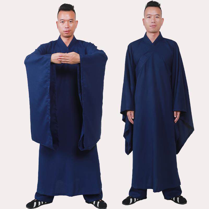 新款武当道士服女春秋斜襟三清领大袖得罗长袍夏季道袍道姑服装男
