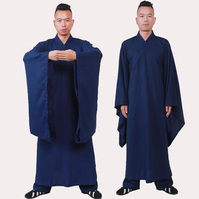 新款武当道士服女春秋斜襟三清领大袖得罗长袍夏季道袍道姑服装男