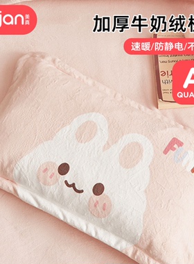 a类牛奶绒儿童枕套30x50婴儿珊瑚绒枕头套冬季幼儿园40*60一对装