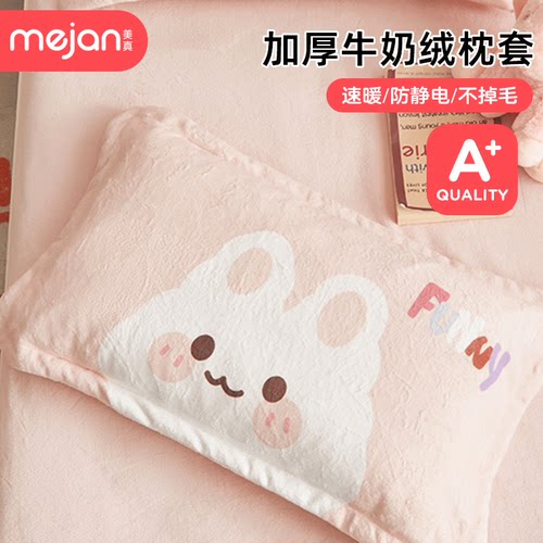 a类牛奶绒儿童枕套30x50婴儿珊瑚绒枕头套冬季幼儿园40*60一对装