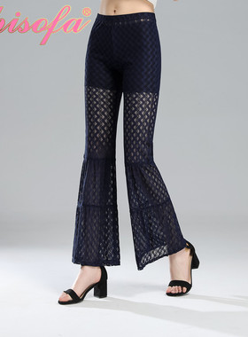 phisofa上海厚木菲索法春夏全蕾丝镂空微喇打底裤ELC12915