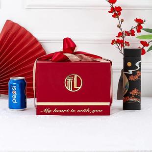 高档礼盒空盒 红色情人节生日礼物包装 盒 蝴蝶结手提翻盖礼品盒