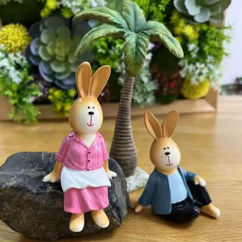 花盆花园礼物饰品微景观兔子桌面造景阳台面包情侣装饰假山家居