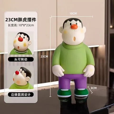 潮玩搞怪网红大公仔玩具桌面可动家居女生歪头大摆件胖虎手办呆萌