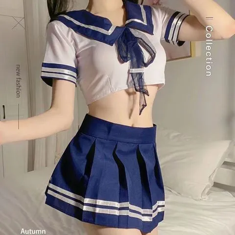 清纯J水手服性感免角色扮演套装COS服学妹制服内衣开档