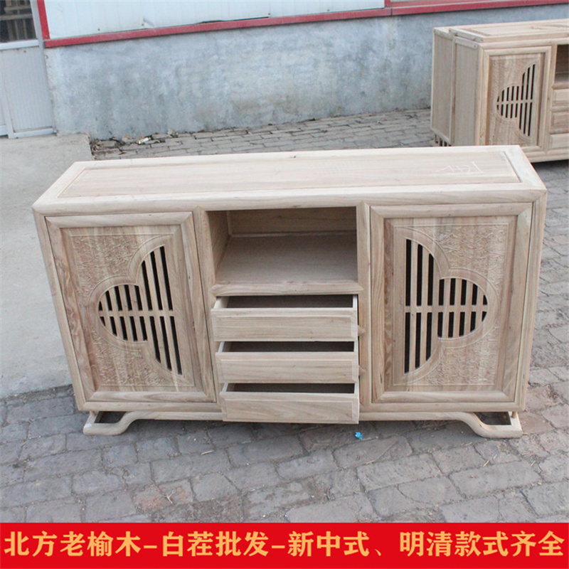 新中式风客厅老榆木白茬储物柜