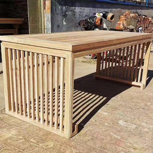 实木新中式书桌画案白茬北榆木茶桌白胚坯简约餐桌书法桌毛笔字桌