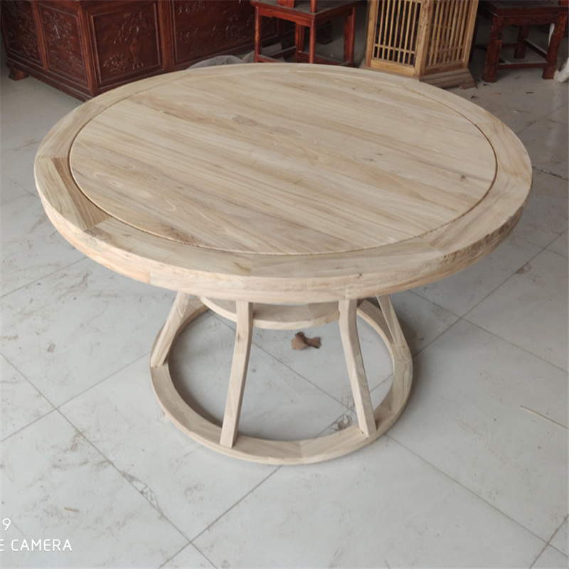 老榆木新中式风白胚饭店餐馆圆桌