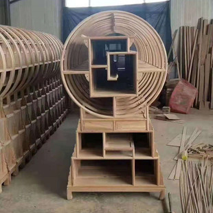 仿古博古架白茬实木中式老榆木多宝阁小摆件古董架装饰展示架隔断