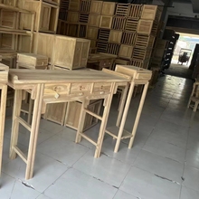 新中式全实木玄关台桌白茬老榆木条案白胚白坯贡桌端景台现代简约